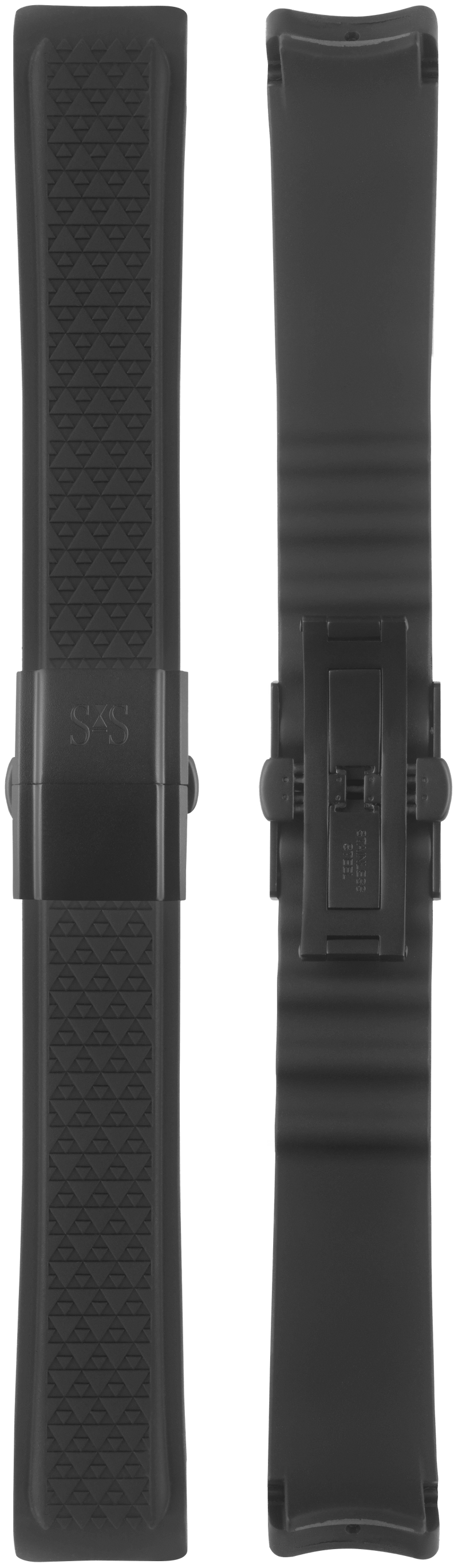 20 mm, schwarzes Mustergummi mit schwarzer DLC-Faltschließe, 41 mm