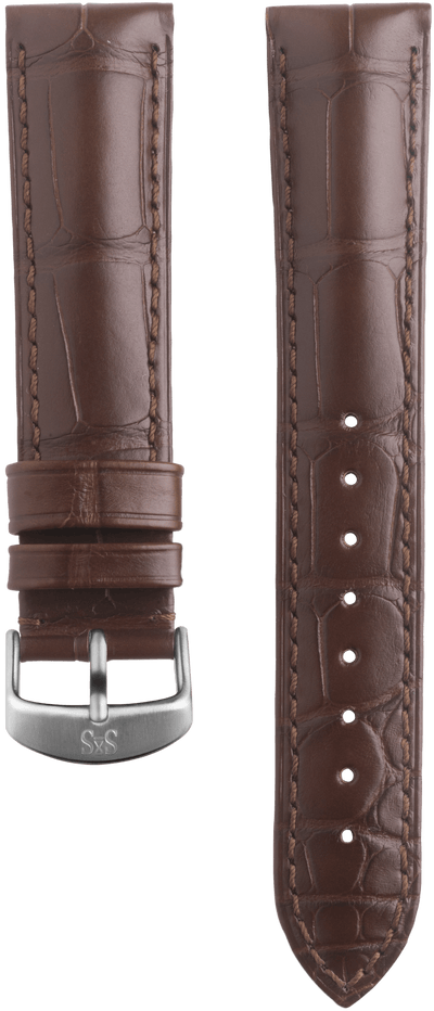 20mm Brown alligator leather strap