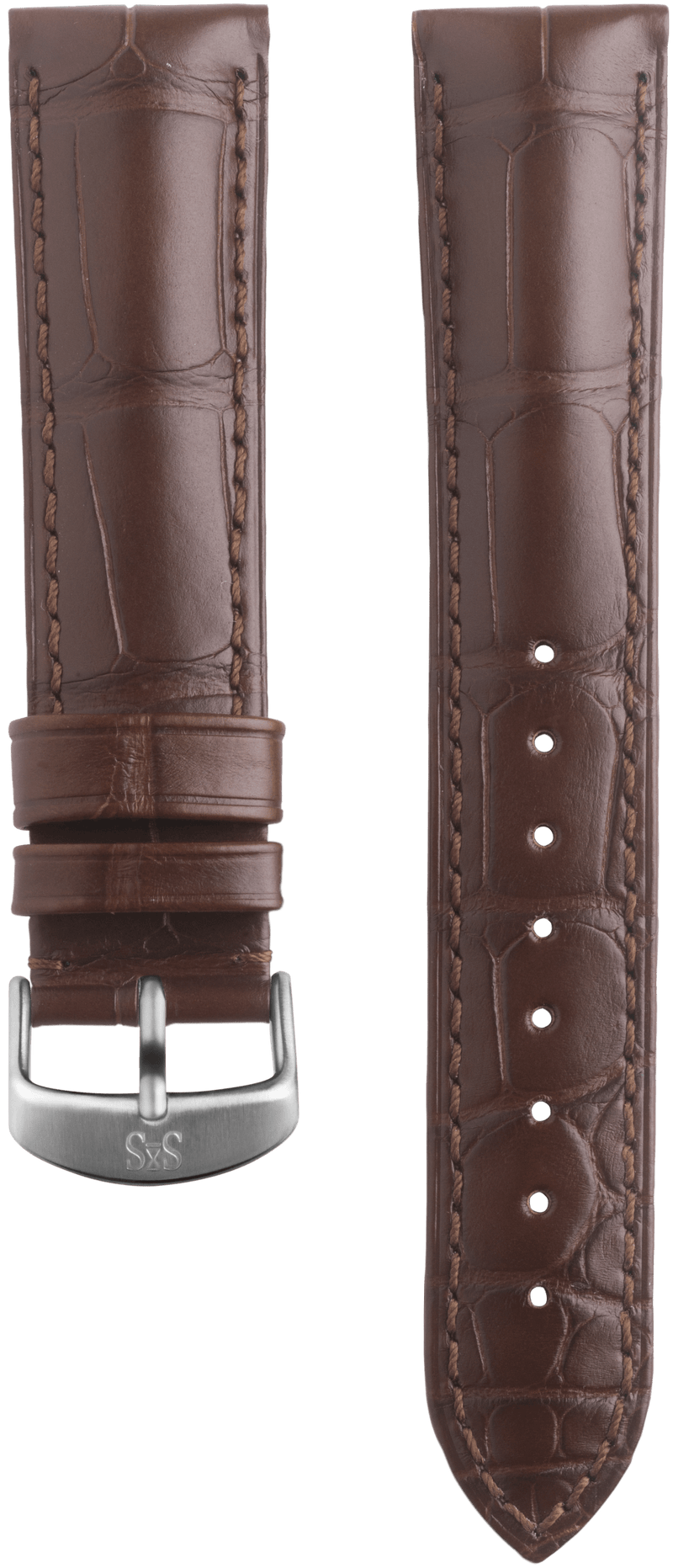 20mm Brown alligator leather strap