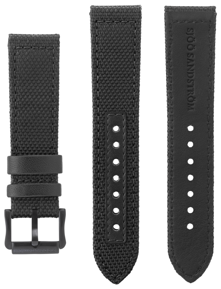 22 mm schwarzes gewebtes Armband mit DLC-Dornschließe