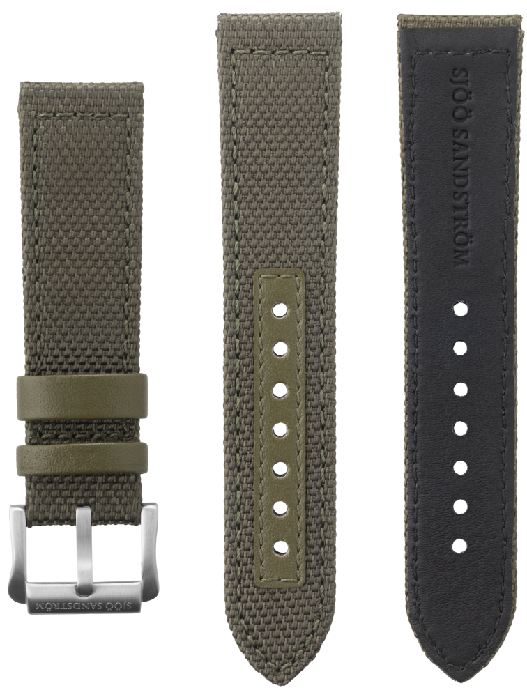 22 mm grünes gewebtes Armband mit Dornschließe aus Stahl