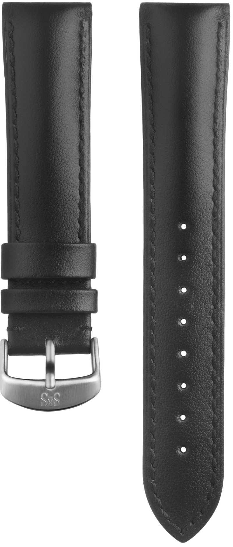 20 mm schwarzes Kalbslederarmband