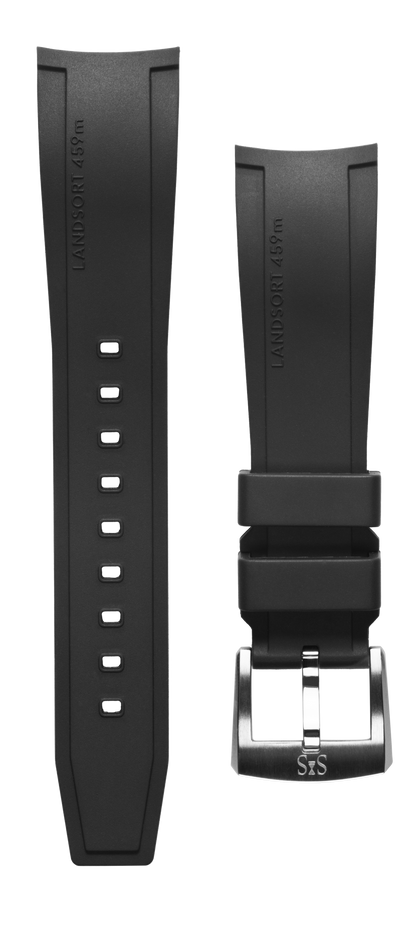 22mm Black Rubber strap Landsort with steel pin buckle