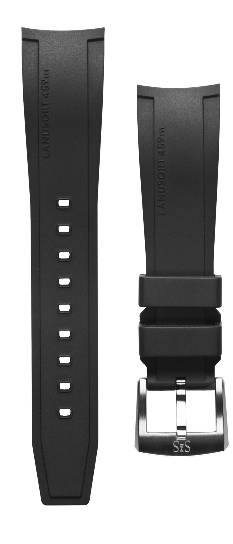 22mm Black Rubber strap Landsort with steel pin buckle