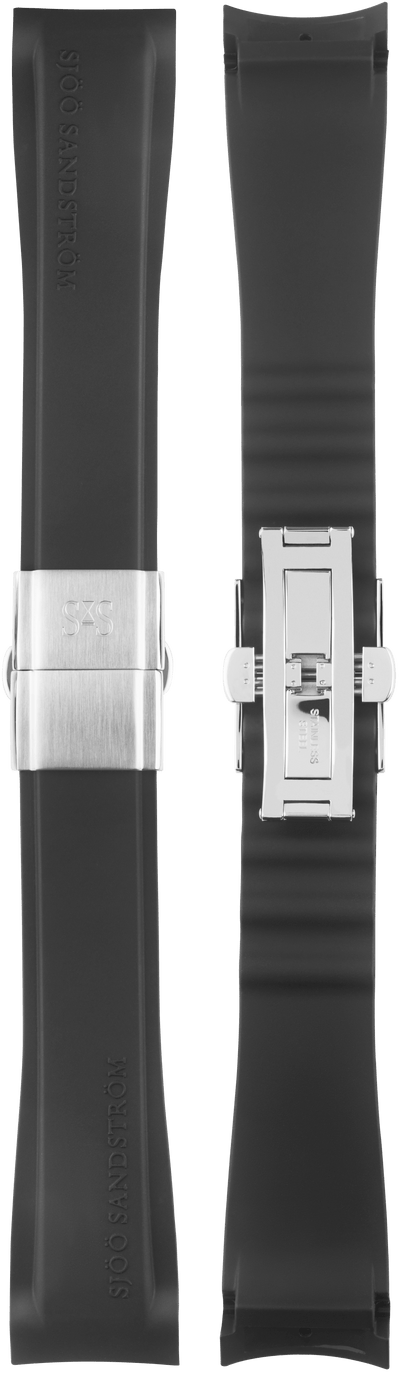 20mm Black pattern rubber with stainless steel folding buckle 36mm
