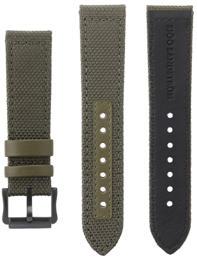 22mm Green woven strap with DLC pin buckle