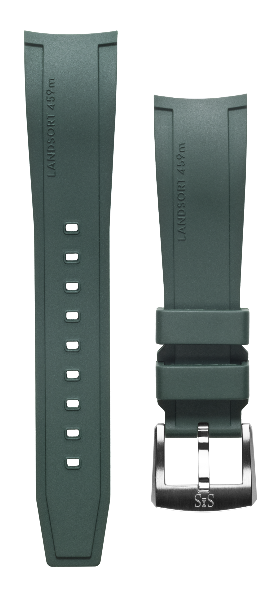 Thumnail of 22mm Green Rubber strap Landsort with steel pin buckle 202524