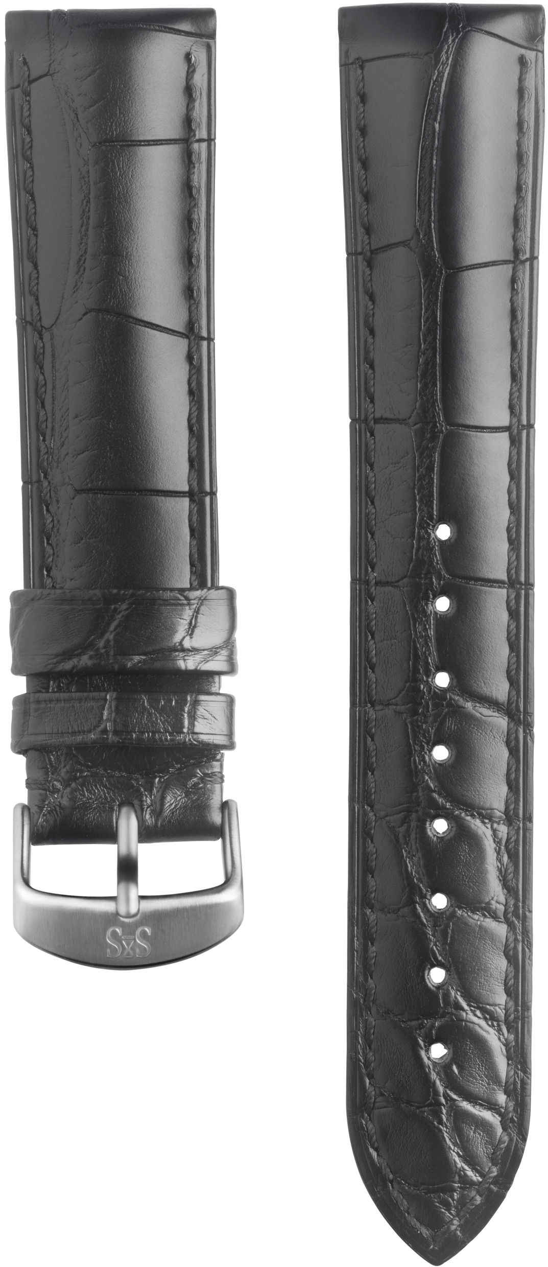20mm Black alligator leather strap