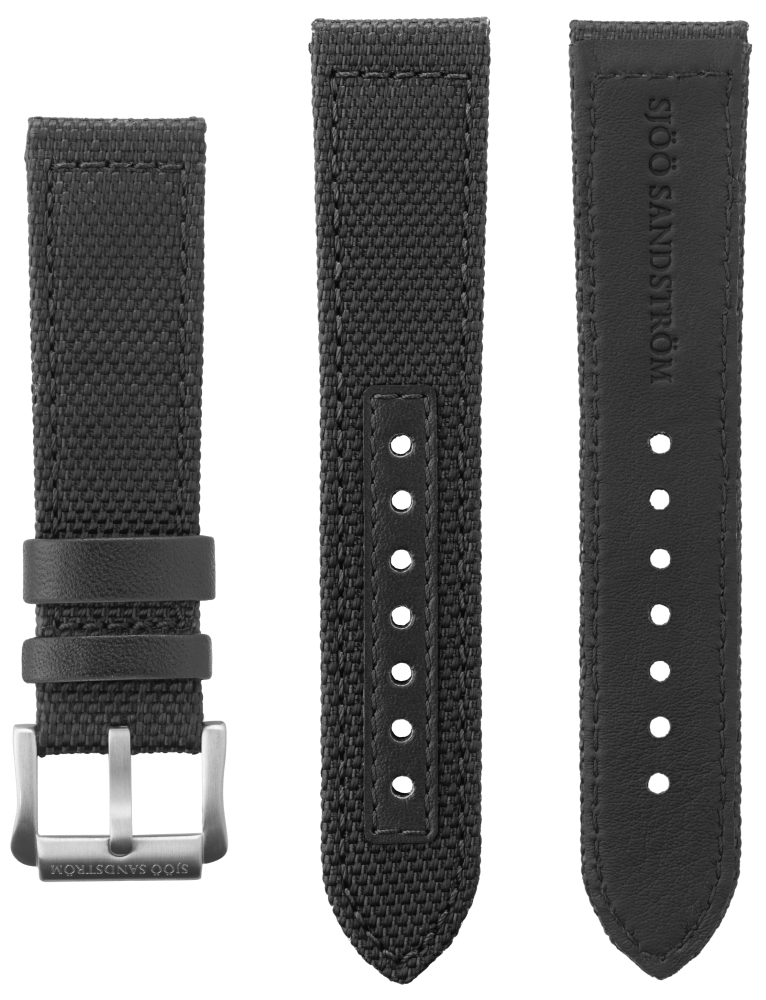 Thumnail of 22mm Black woven strap with steel pin buckle 202432