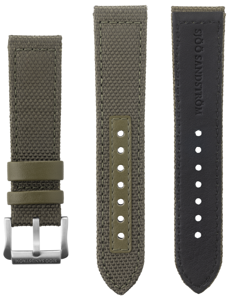 Thumnail of 22mm Green woven strap with steel pin buckle 202401