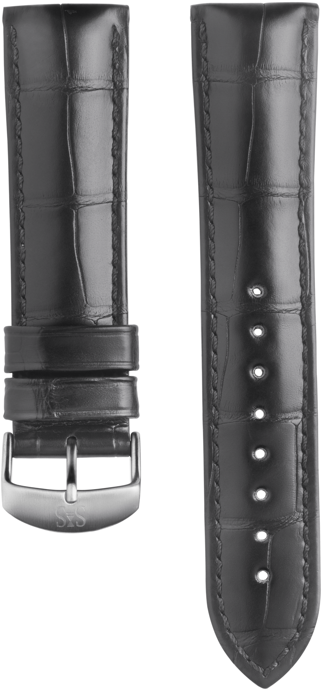 Thumnail of 22mm Black alligator leather strap 201671