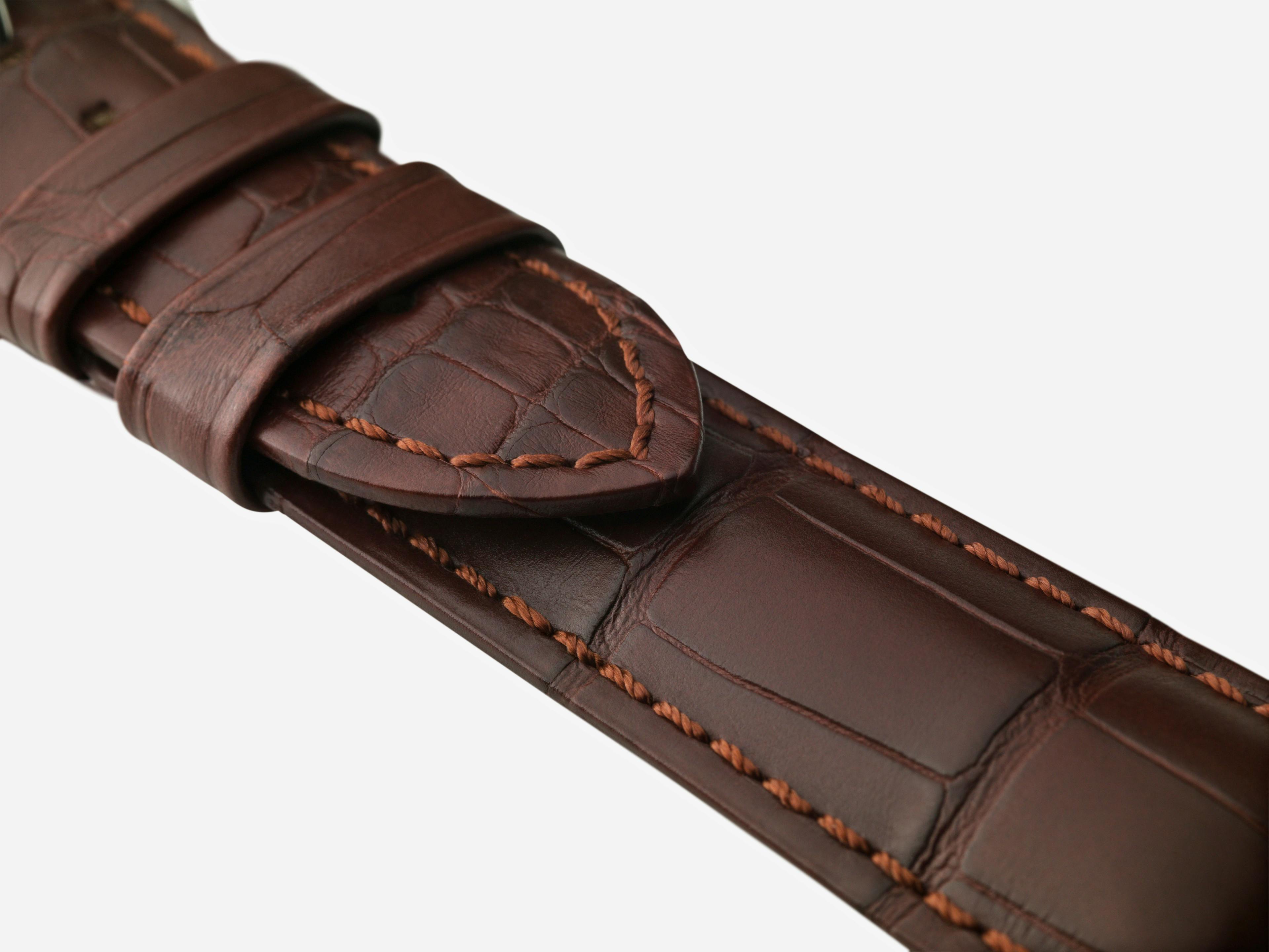 20mm Brown alligator leather strap