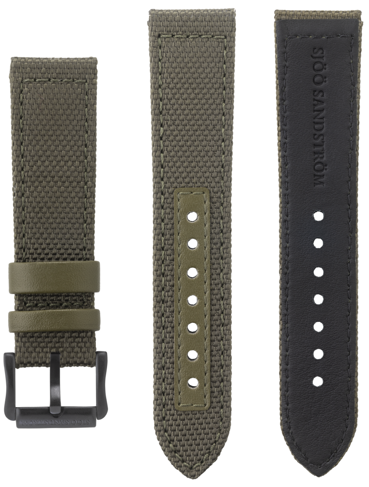 22mm Green woven strap with DLC pin buckle