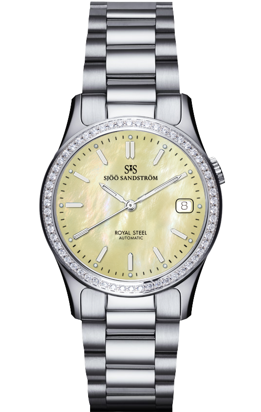 Diamond Bezel / Yellow Mother of Pearl / Steel Bracelet