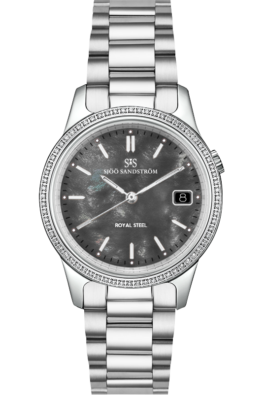 Diamond Bezel / Black Mother of Pearl / Steel Bracelet