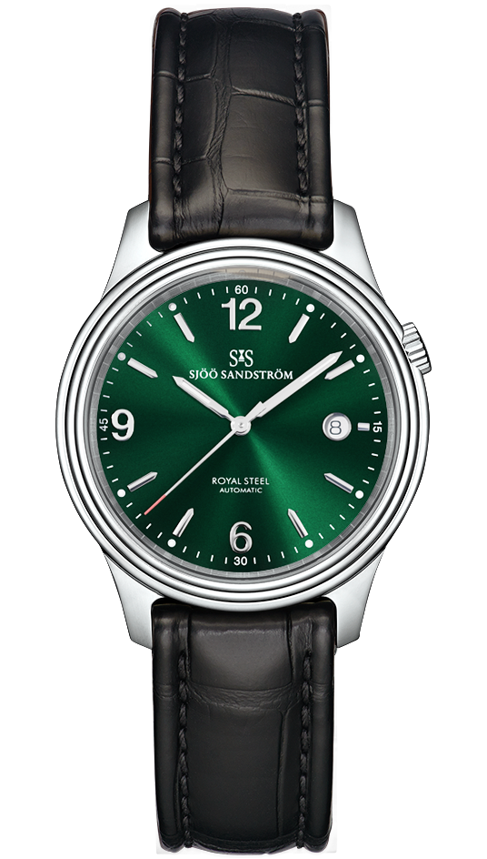 Stainless Steel / Alligator Black / Green