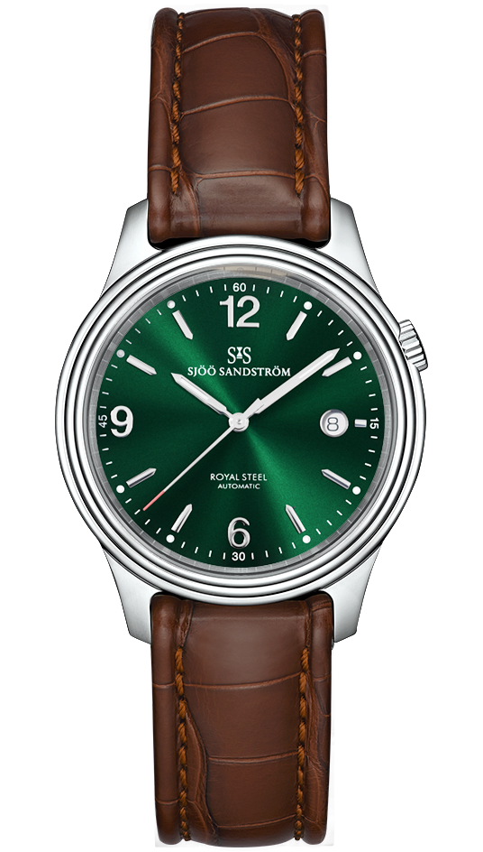 Stainless Steel / Alligator Brown / Green