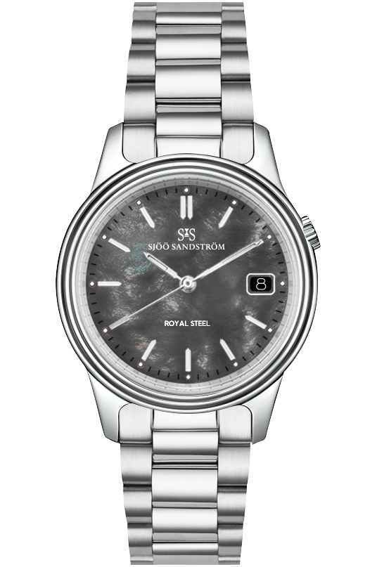 Stainless Steel / Black Mother of Pearl / Steel Bracelet