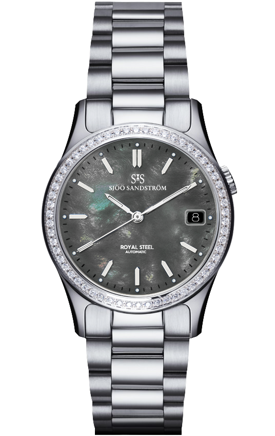 Diamond Bezel / Black Mother of Pearl / Steel Bracelet