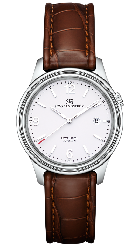Edelstahl / Alligator Braun / Weiß