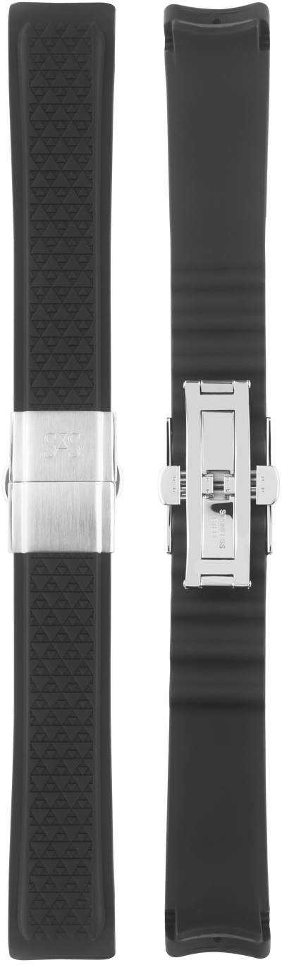 20mm Black pattern rubber with stainless steel folding buckle 36mm