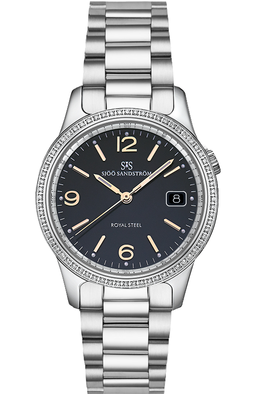 Diamond Bezel / Black Rose Gold Index / Steel Bracelet