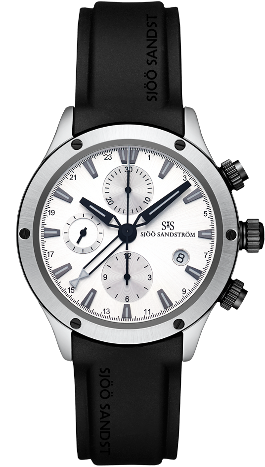 Stainless Steel - DLC Details / Silver / Black Rubber
