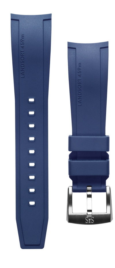 22 mm blaues Kautschukband Landsort mit Dornschließe aus Stahl