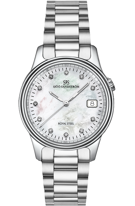 Stainless Steel / White Mother of Pear with Diamond Dial / Steel Bracelet