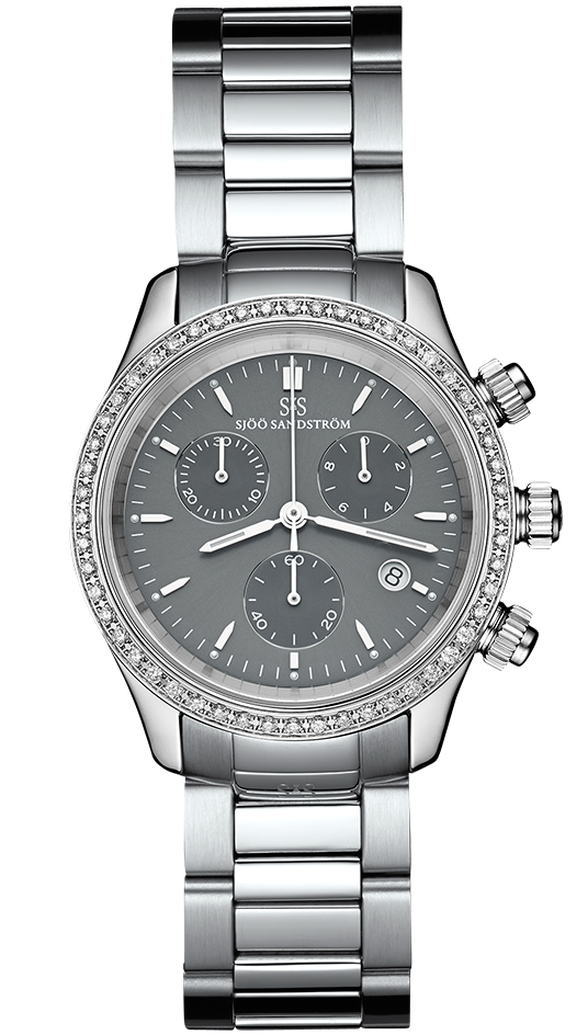Diamond Bezel / Grey / Steel Bracelet